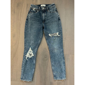 Abercrombie & Fitch Curve Love High Rise‎ Mom Jeans Size 24 00r Distressed